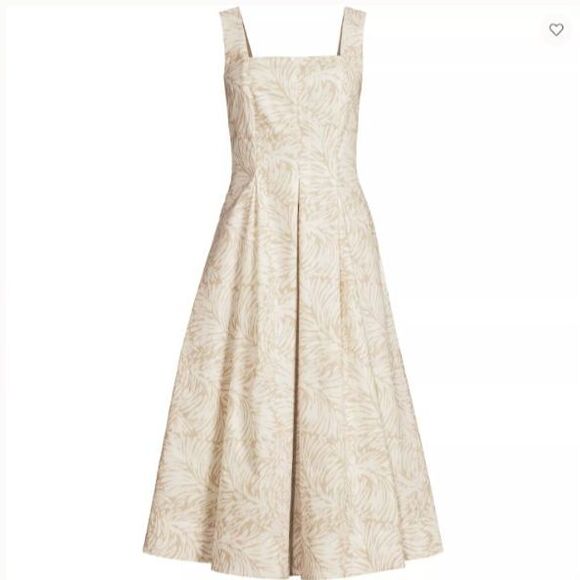 Lands End cotton midi dress 10 p m 10p beige white summer Sundress new 134.95 - Picture 6 of 7